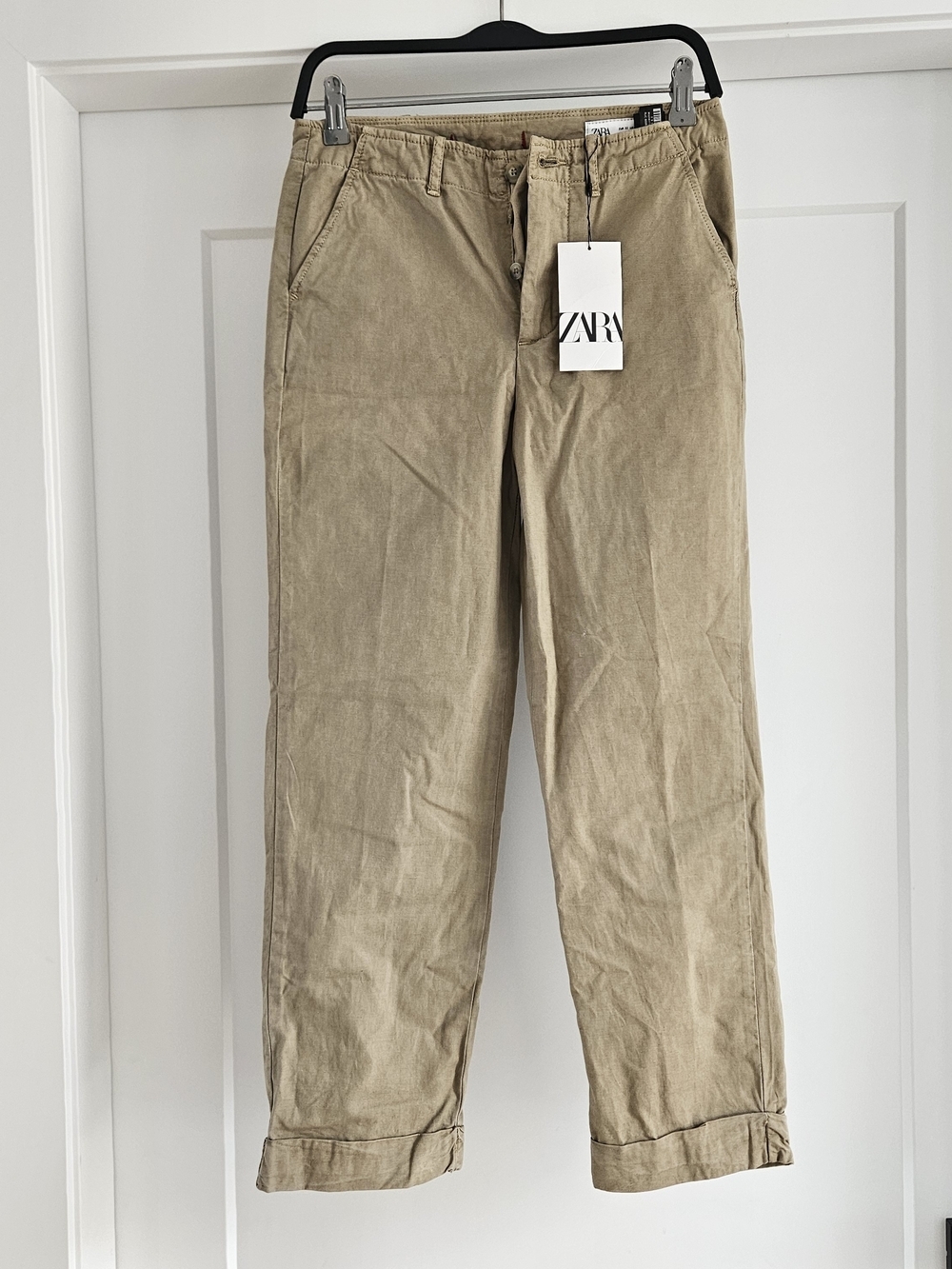 Zara Women's Beige Straight-Leg Chino Pants Size 0 NWT